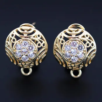 

Creative Gold Silver Earrings Connector Hang Linkers Micro Pave CZ Circle Base Accessories for DIY Women Luxury Earrings Making