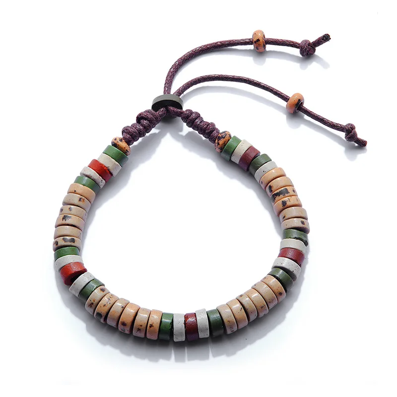 

Hot Fashion Jewelry Unisex Clay Charm Bracelets Handmade Beaded Hand Rope Ceramic Bracelet For Women Men Adjustable Length B0255