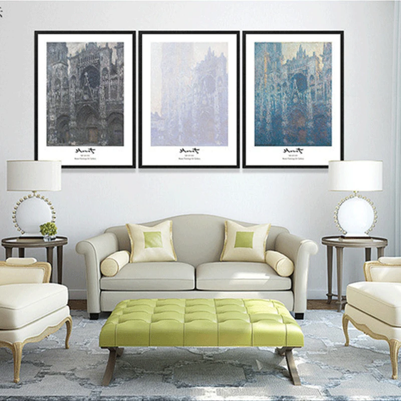 

HAOCHU Vintage Europe Building Old Pictures Canvas Painting Wall Poster for Living Room Sofa Background No Frame