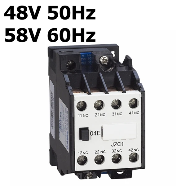 48VAC Контактор двигателя переменного тока стартер реле Ui 660 V 4NC 24 V 36 V 110 V 220 V 380 V 50Hz катушка вольт Ith 10A JZC1-04 35mm DIN рейку контактор - Цвет: 48VAC