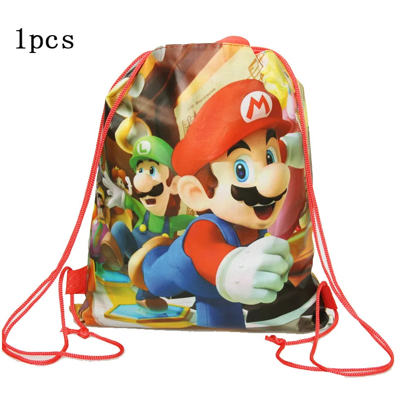 Drawstring bag3 Тема "Супер Марио" Вечерние Одноразовые Набор посуды бумажная тарелка чашка скатерть дети мальчик с днем рождения украшения принадлежности - Цвет: Drawstring bag3