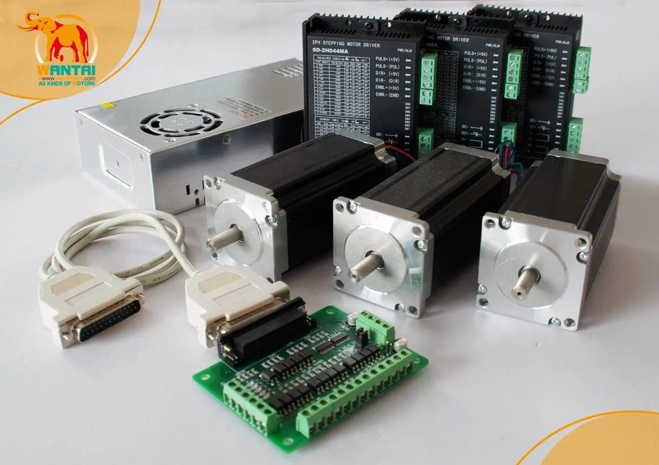 US Free Ship 3PCS Nema23 Stepper Motor Dual Shaft 425oz-in 3A 115mm 1.8° Wantai