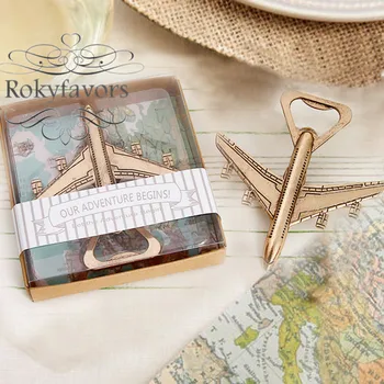

FREE SHIPPING 50PCS "Let the Adventure Begin" Airplane Bottle Opener Wedding Favors Event Keepsakes Birthday n Anniversary Gift