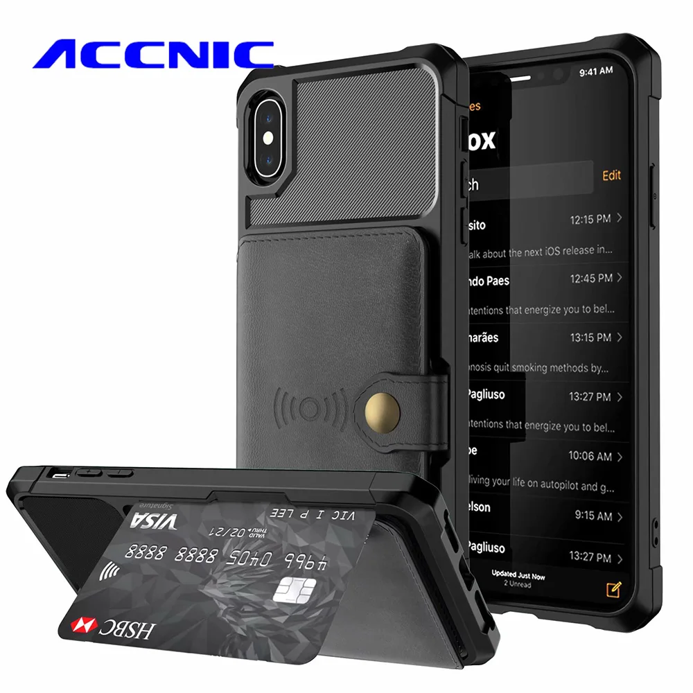 

ACCNIC Leather Flip for Galaxy S10 S10Plus S10e Note 9 Credit Card Case Wallet Photo Holder Hard Back Phone Cover For S9 S9 Plus