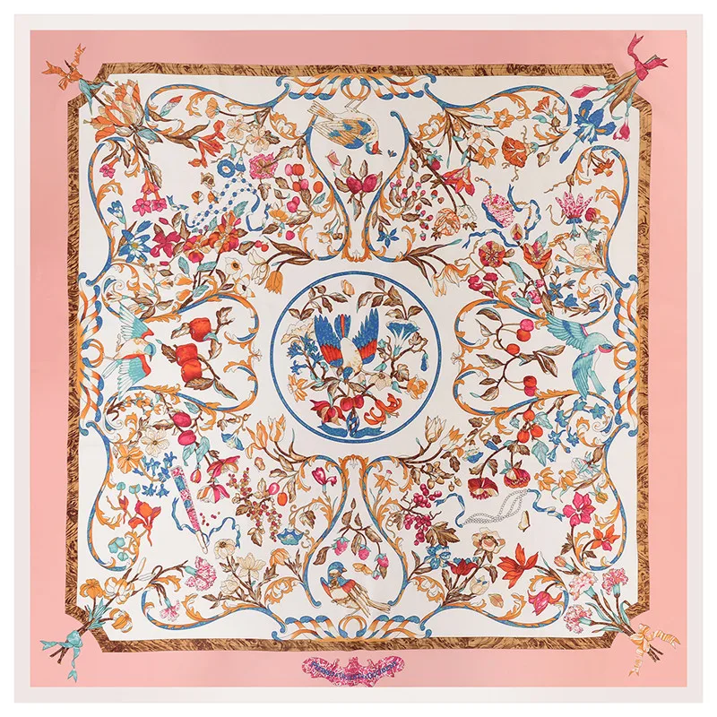 POBING Luxury Brand Silk Scarf Women Sky Lucky Birds Nest...