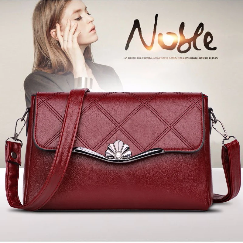 

New Female PU Leather Shoulder Bags Fashion Women's Envelope Packet Long Shoulder Strap Temperament Cross-body Bag Black Red