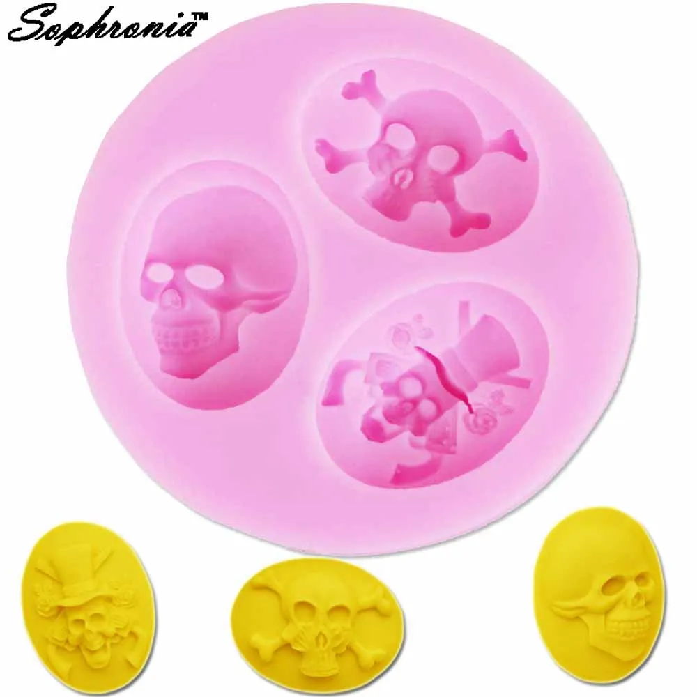 

Sophronia Diy Skeleton Skull Cake Silicone Mold Halloween Candy Jelly Mold Soft Candy Decoration Kitchen Pastry Bakew m640