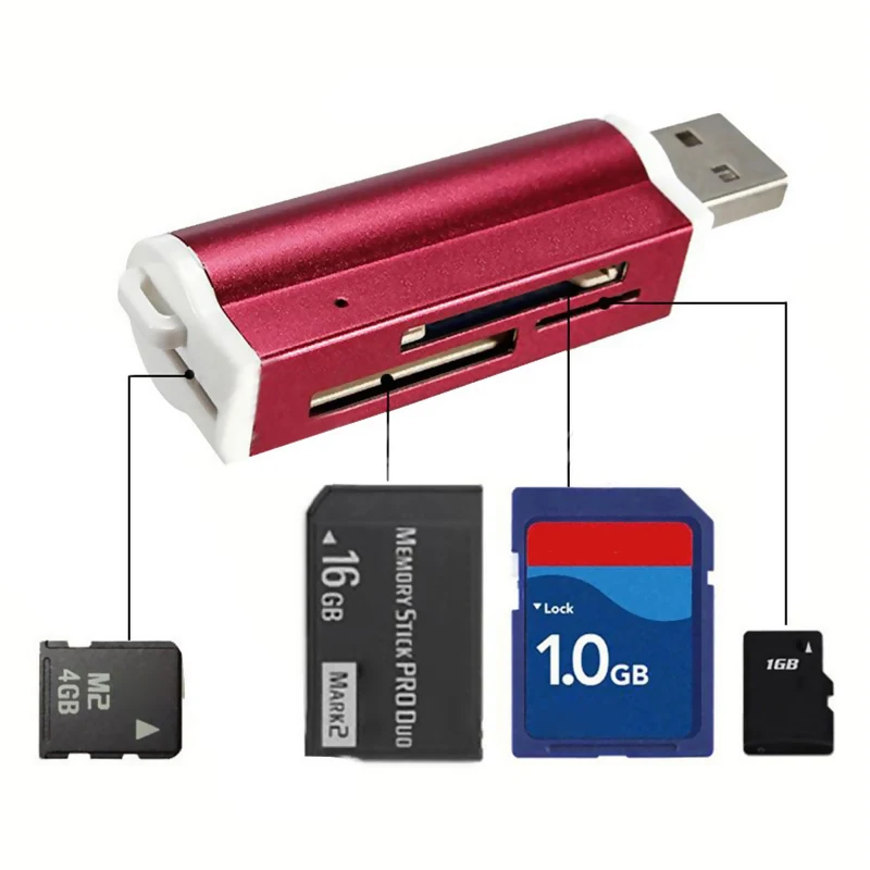 Многоцветный USB 2,0 считыватель карт памяти для Micro SD MMC SDHC TF карты QJY99