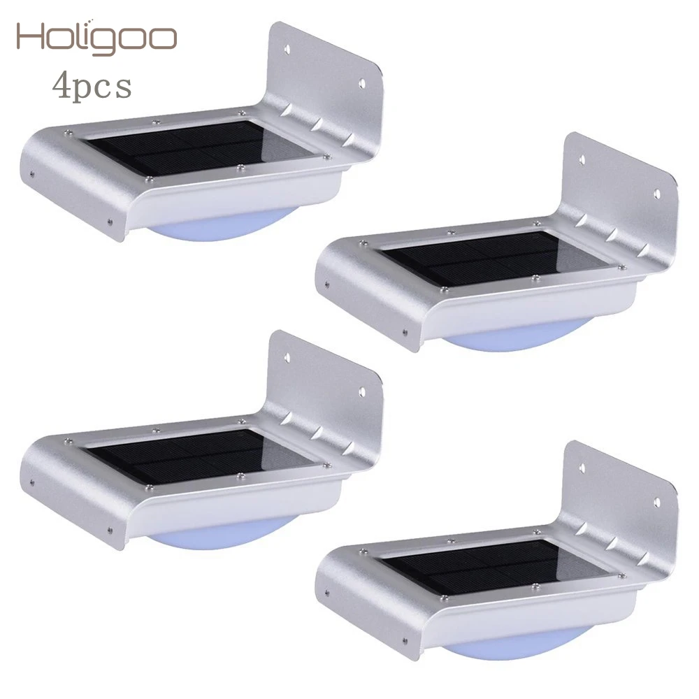 Holigoo 4pcs LED Solar Light 16 LED Outdoor Wireless Solar Powered Sensor Solar Lamp/ Wall lamp/ Security lights/Garden Light