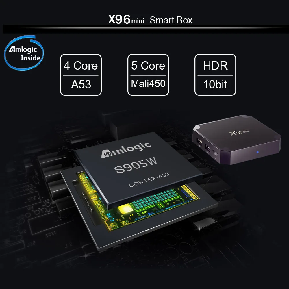 X96 Мини Смарт Android ТВ коробка Amlogic S905W Четырехъядерный 4K медиаплеер 2,4 ГГц WiFi медиаплеер X96mini Android 7,1 телеприставка