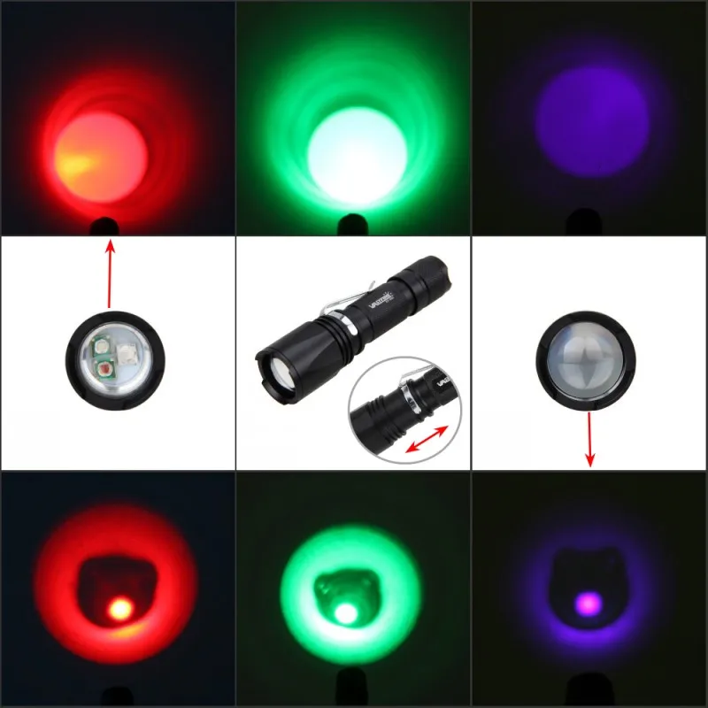 Регулируемый зеленый/красный/УФ Фиолетовый светильник 3X XPE светодиодный масштабируемый светильник фонарь охотничья лампа