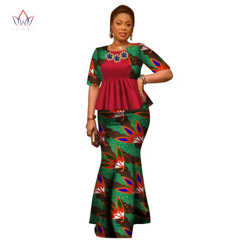 Летнее женское платье, традиционное Африканское традиционное женское платье, комплект из 2 предметов, одежда на заказ, топы+ горячая Распродажа юбок BRW WY2666