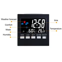 Многоцелевой Цифровой термометр гигрометр цветной ЖК-дисплей termometer Часы Будильник Snooze Функция Календарь Прогноз погоды дисплей