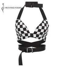 Летний Регулируемый укороченный топ, сексуальный топ с пряжкой, v-образный вырез, Холтер, майка, Женский Бралетт короткий топ, без рукавов, укороченная уличная одежда