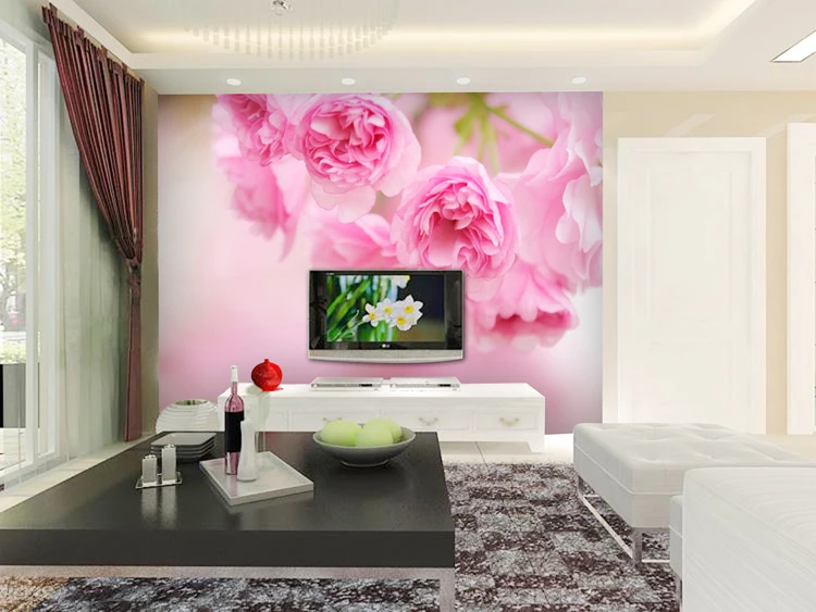 

custom wall stickers Pink flower mural 3d three-dimensional large fabric wallpaper sofa tv background wall paper wall covering