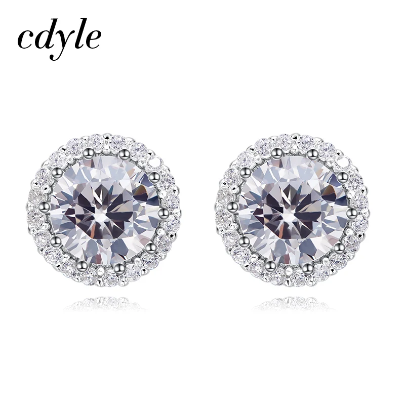 

Cdyle Women Silver 925 Earing Embellished with crystals Stud Earrings For Women 925 Sterling Silver Jewellery
