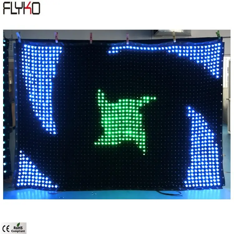 

Flyko Hot sales foldable fireproof led video cloth TV show P50mm 2x3m Flexible led video screen curtain