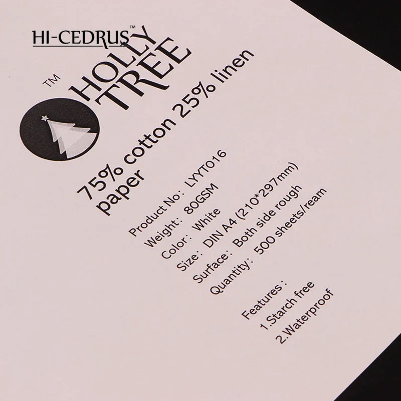 

White Perfect quality 80g A4 printer , stationery ,letter paper.210*297mm 75%cotton 25%linen pulp LYYT016