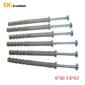 

T.K.EXCELLENT 30pcs 6*60 Hit Anchor Nail Anchor Tube Decorative Fasteners Hammer-in Anchor For Full Material With Screw