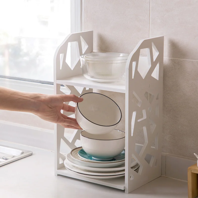 Vanzlife الخشب لوح بلاستيكي غرفة نوم خزانة سطح المكتب الحمام مزدوج رف طاولة مكتبية الطابق الفضاء توفير التخزين رف