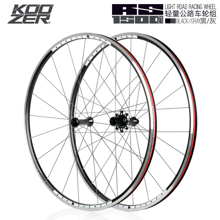 KOOZER Aluminium alloy 21/ 30mm Clincher Road Bicycle Wheelset Straight pull hub 700c x18-25c tyre 2:1 rear wheel