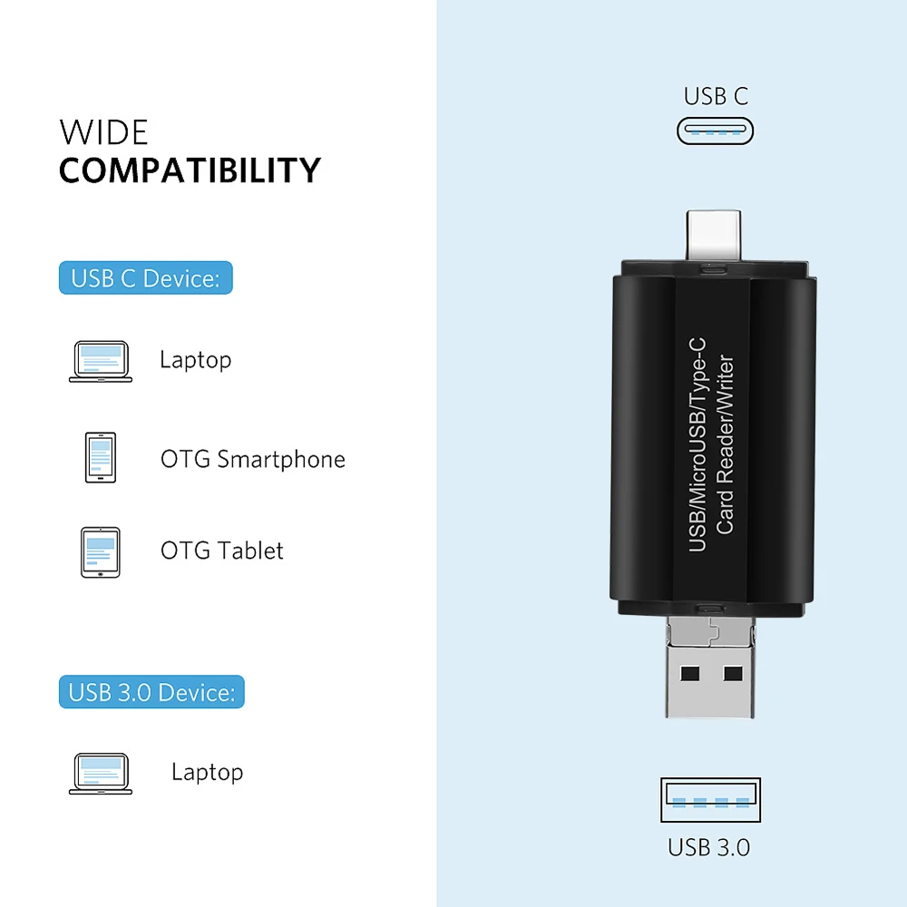 KEBIDU Mult-функция type C OTG кардридер с USB интерфейсом для ПК USB 3,0 считыватель карт памяти TF адаптер компьютера