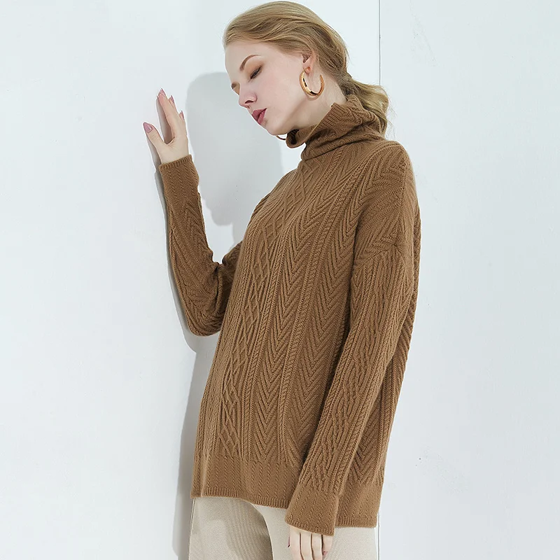 Winter new high quality cashmere sweater solid color simple loose large size warm breathable soft comfortable pullover sweater