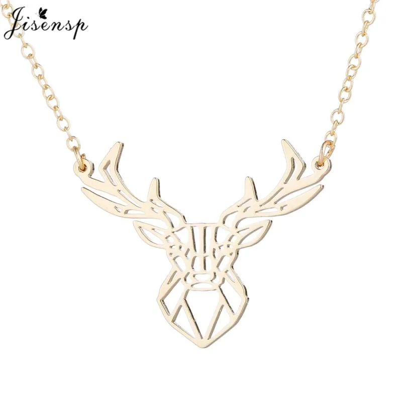 deer necklace origami necklace geometric necklace nature jewelry animal necklace minimalist necklace