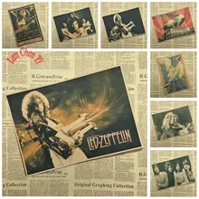 Banda de Música de Rock Led Zeppelin, póster de papel Kraft, impresión Vintage de gran calidad, pintura decorativa con núcleo de dibujo