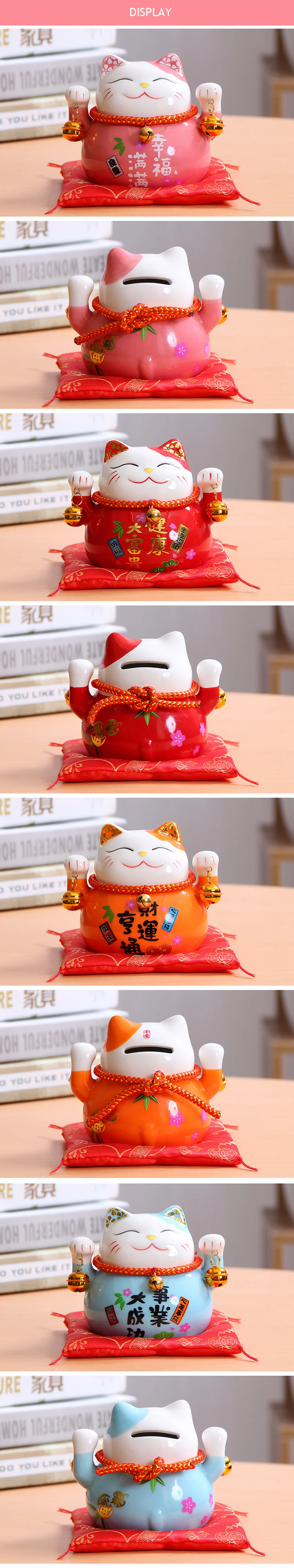Китайские Рождественские подарки 4,5 дюймов Maneki Neko фарфор Lucky Cat домашний декор украшения Фортуна кошка копилка фэншуй ремесло