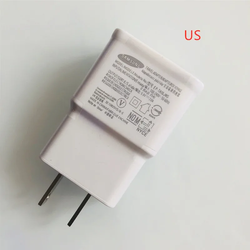 Оригинальное настенное зарядное устройство samsung 5,3 V 2A EU US адаптер 1/1. 5M Micro USB кабель передачи данных для galaxy s6 s7 edge a3 a5 a7 j3 j5 j7