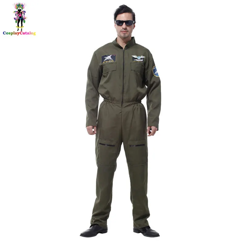 

Mens Pilot Aviator Top Gun Paratrooper Flight Suit Halloween Policeman Special Forces Costumes Easter Carnival Party Jumpsuit
