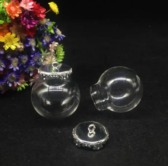 300 шт. 25*15 мм микс ясно стеклянный шар Orb с цветком лоток выводы стекла пузырь DIY флакон кулон ожерелье Крышка стекла купольная банки