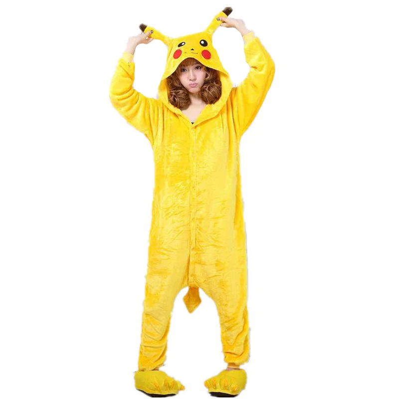 Мягкий Покемон Пикачу Комбинезоны Для женщин Kigurumi пижамы Миньоны для взрослых