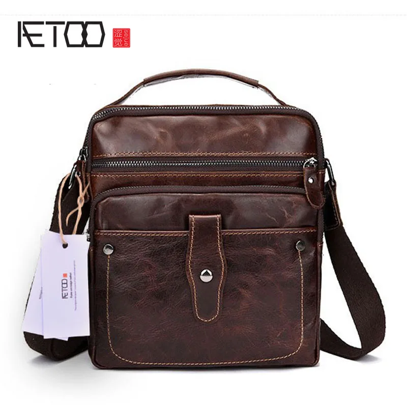 

BJYL The first layer of leather oil men 's business package retro shoulder bag leather hand Messenger bag trend men bag