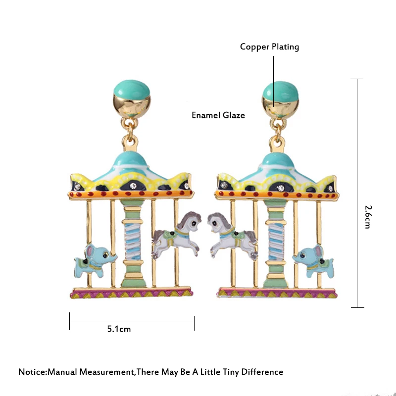 MISHA новые серьги для женщин Новинка карусель для парка аттракционов эмалированная глазурь кулон, серьги с подвеской для девушек Подарок 739