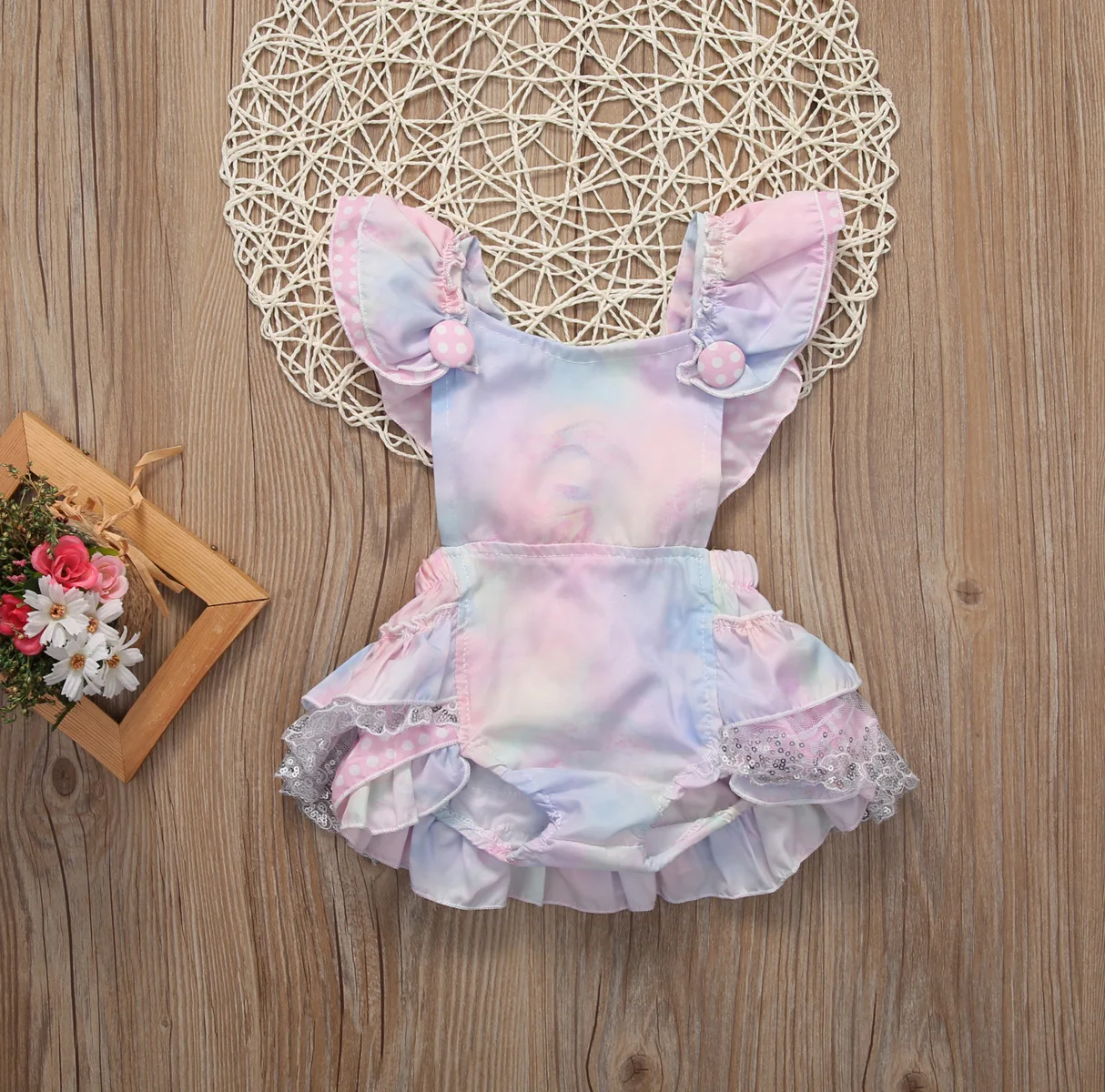 0-24M Newborn baby Boutique Vintage Lace Romper Ruffle Princess Romper Cute Jumpsuit Outfits Sunsuit Clothes