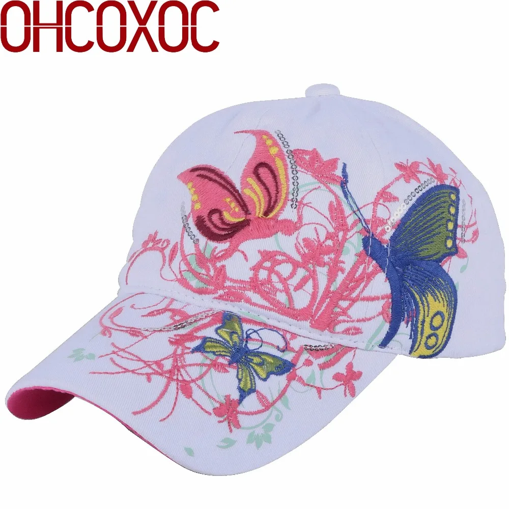 

women's new cap hat casual baseball caps embroidery large butterfly floral decorated beauty luxury pattern cotton 55-60 CM hats