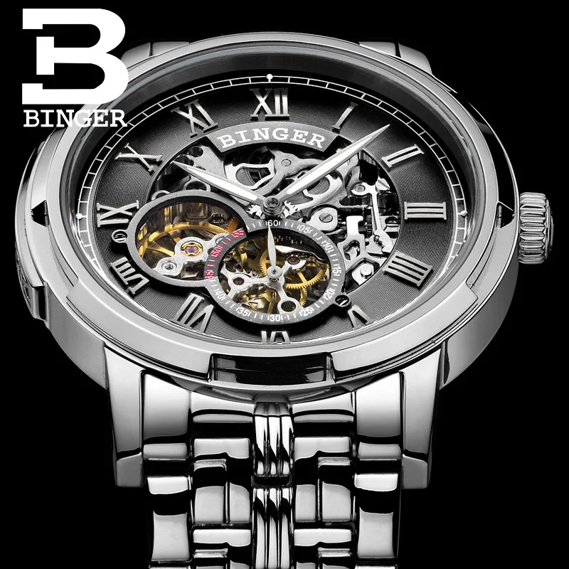 بينغر أعلى ووتش الرجال الفاخرة العلامة التجارية رجل الياقوت الساعات الهيكل العظمي توربيون التلقائي الميكانيكية ووتش reloj هومبر