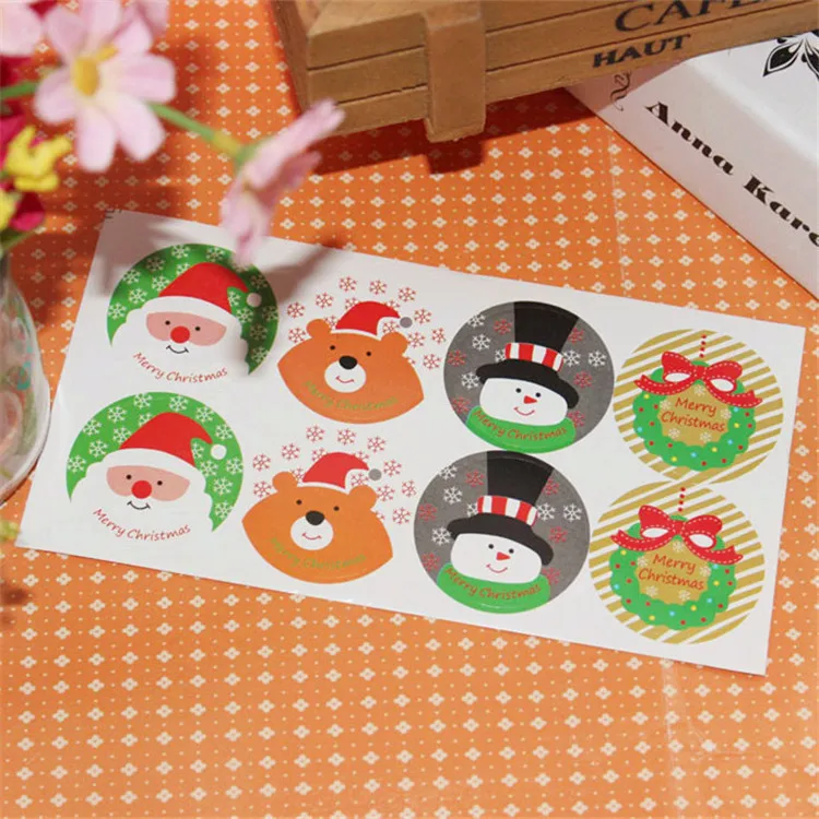 8 шт./лист с рождеством снеговик наклейка медведем вечерние украшения DIY коробка