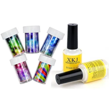 

Meicailin 1Set Nail Art White Star Glue Foils Transfer 3D Tips Adhesive UV Gel Polish Decoration Sticker Painting Tools DIY Nail