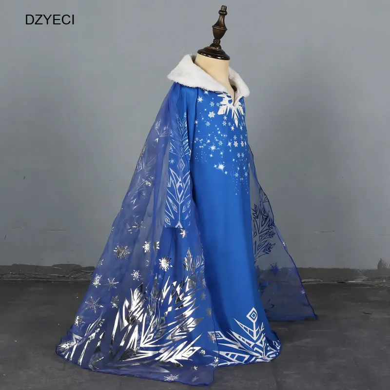 DZYECI Elza/платье для девочек; карнавальные костюмы для детей-подростков; Снежная королева; Снежинка; кружевное платье принцессы; детское платье для костюмированной вечеринки