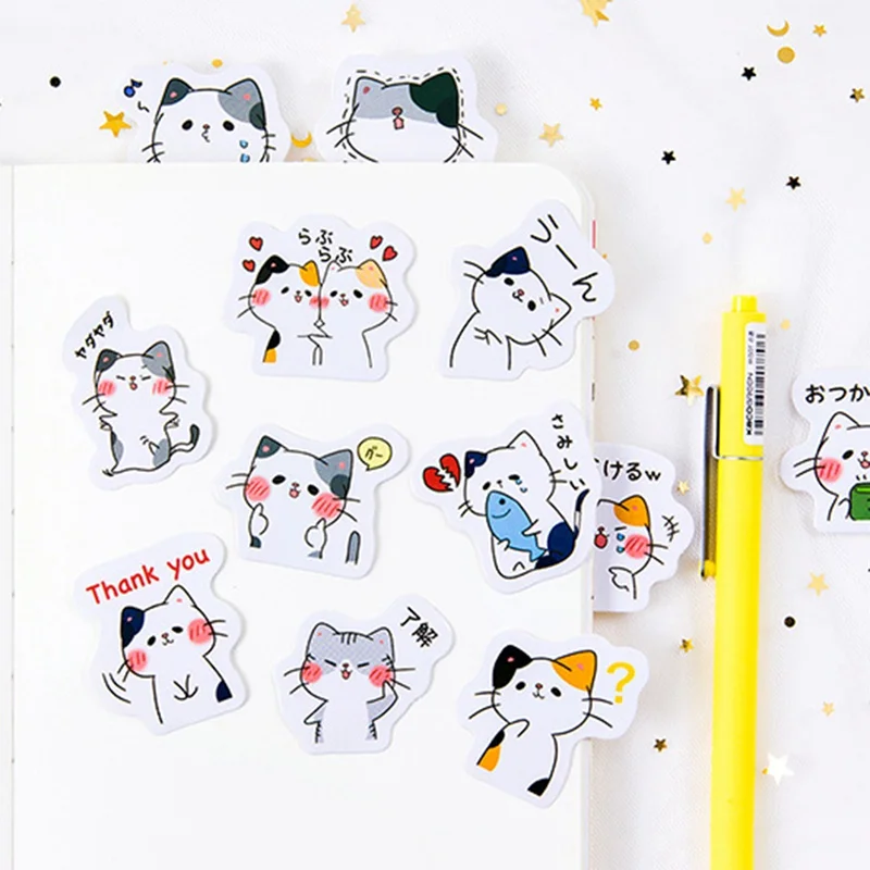 

45PCS/box New Cute Colourful Cat Hamster Paper Stickers Crafts Scrapbooking Decorative Lovely Stationery Sticker