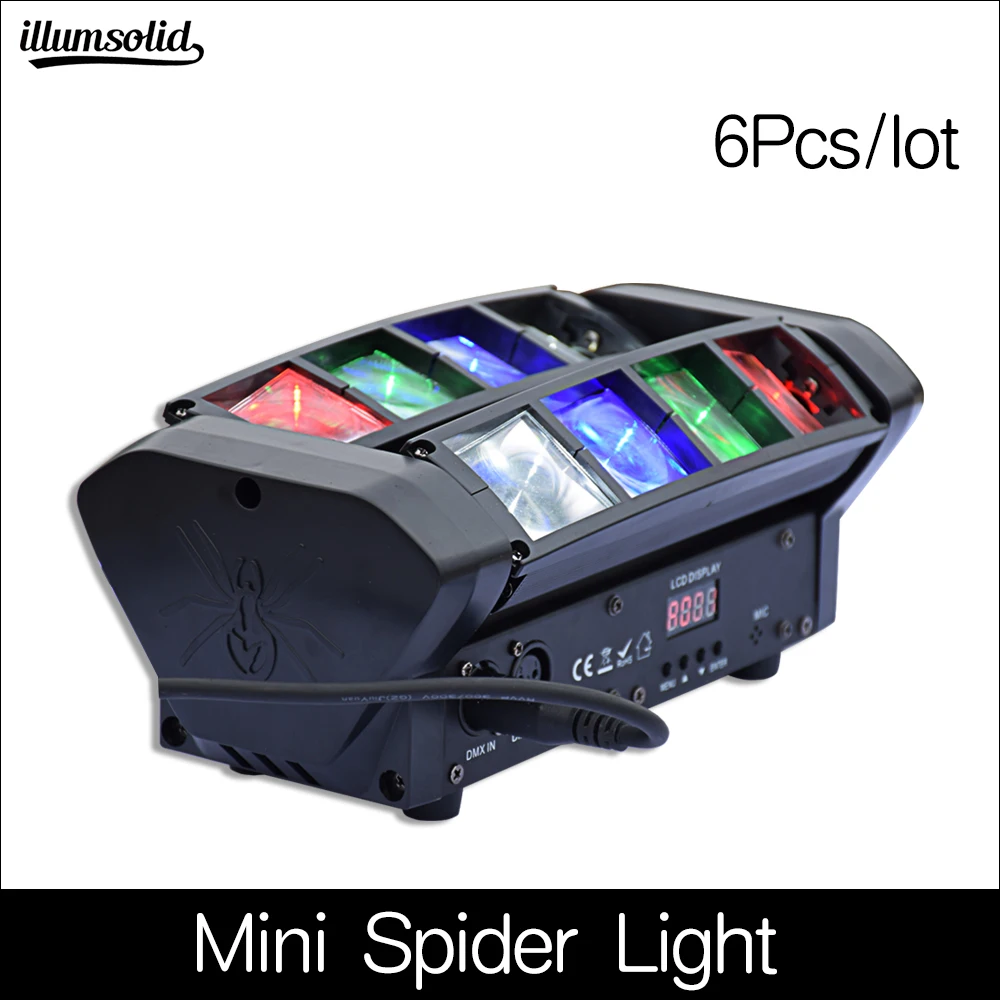 

RGBW Mini LED Spider Beam Light LED 8x6W Moving Head Stage Light DJ Disco 6Pcs/lot