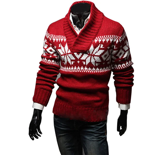 FDWERYNH Autumn Winter Pullover Men Christmas Sweater Jumper V Neck ...