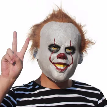 

Cary Halloween Horror Joker Mask Clown Adult Men jester Cosplay Latex Masks Walker Full-Face Movie Party Mask Props Costumes