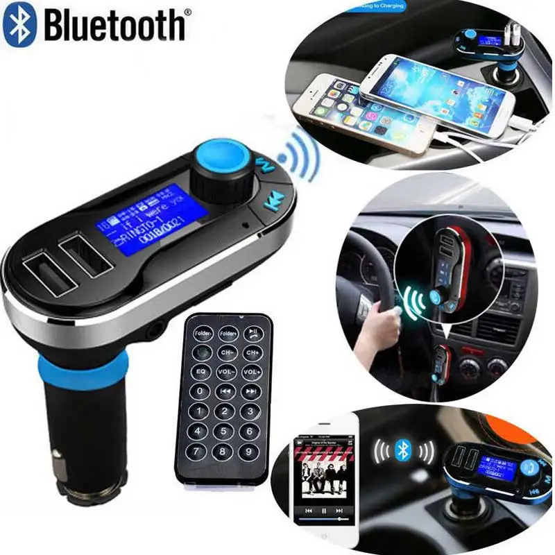 LCD Car Bluetooth Fm Transmitter Charger Dual USB 3.5MM FM Radio