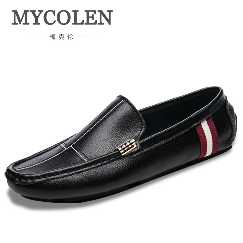 

MYCOLEN 2018 Men Shoes Luxury Brand Leather Casual Driving Shoes Men Loafers Moccasins Italian Men Flats Shoes Sepatu Pria