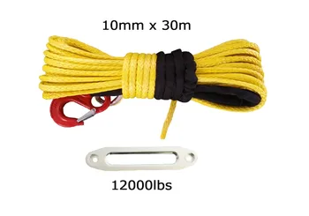 

3/8" x 100' synthetic winch rope with hook & 12000lbs hawse fairlead for 4wd recovery