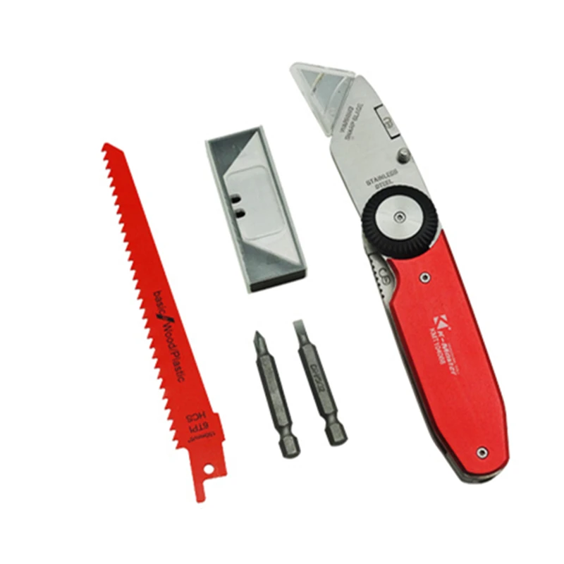 

4-in-1 Multifunctional Folding Blade Knife Practical Wallpaper Cutting Paper Utility Pocket Knife Sawing Cutter Screwdriver Tool